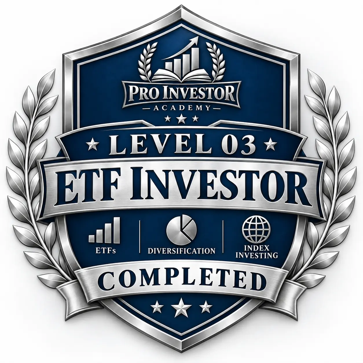 Pro Investor Academy Level 03 ETF Investor completion badge (locked)