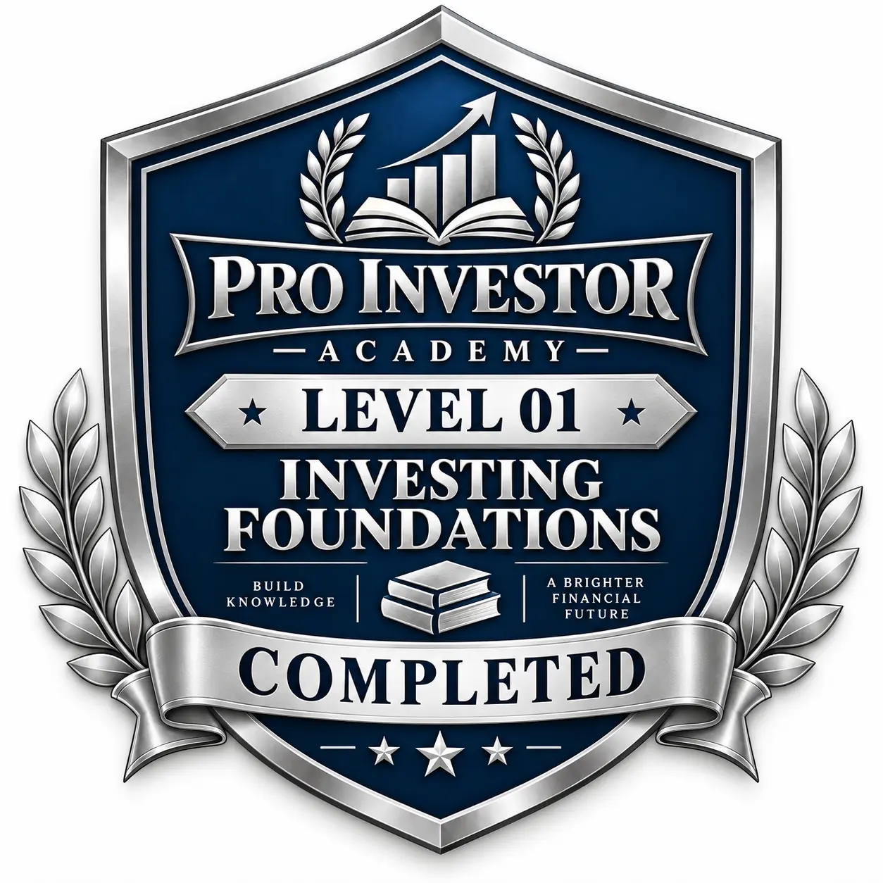 Pro Investor Academy Level 01 Investing Foundations completion badge (locked)